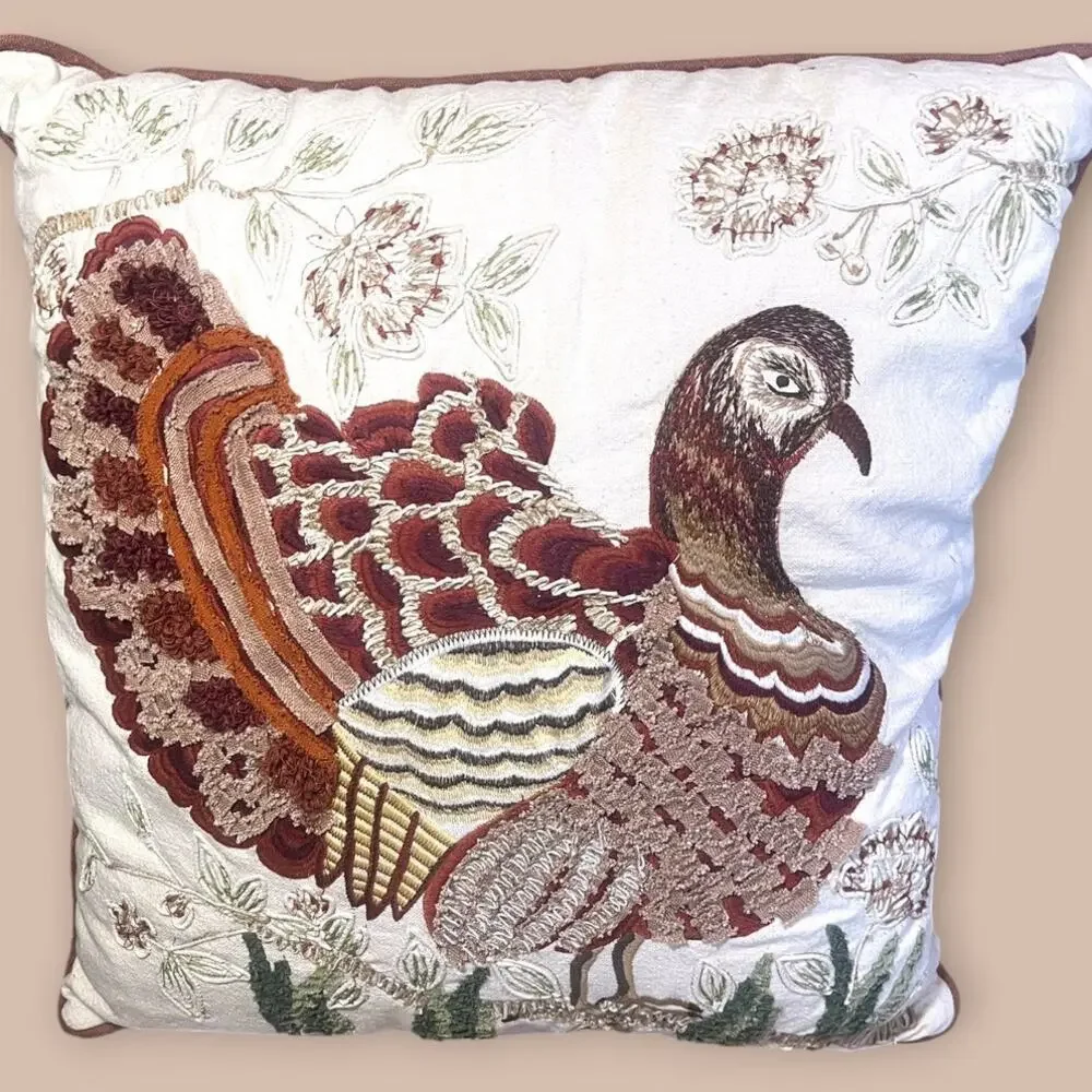 Autumn Blessings Down Alternative Thanksgiving Turkey Decorative Pillow 18